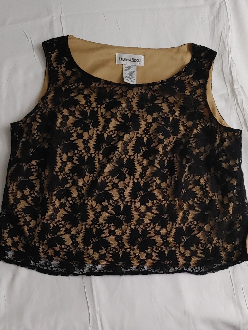 Danny & Nicole Black Lace Camisole with Gold Lining